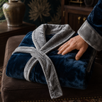 Men's plush shawl-collar robe, view 13