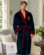 Men's plush robe, fabric close-up