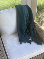 Cotton throw blanket in teal