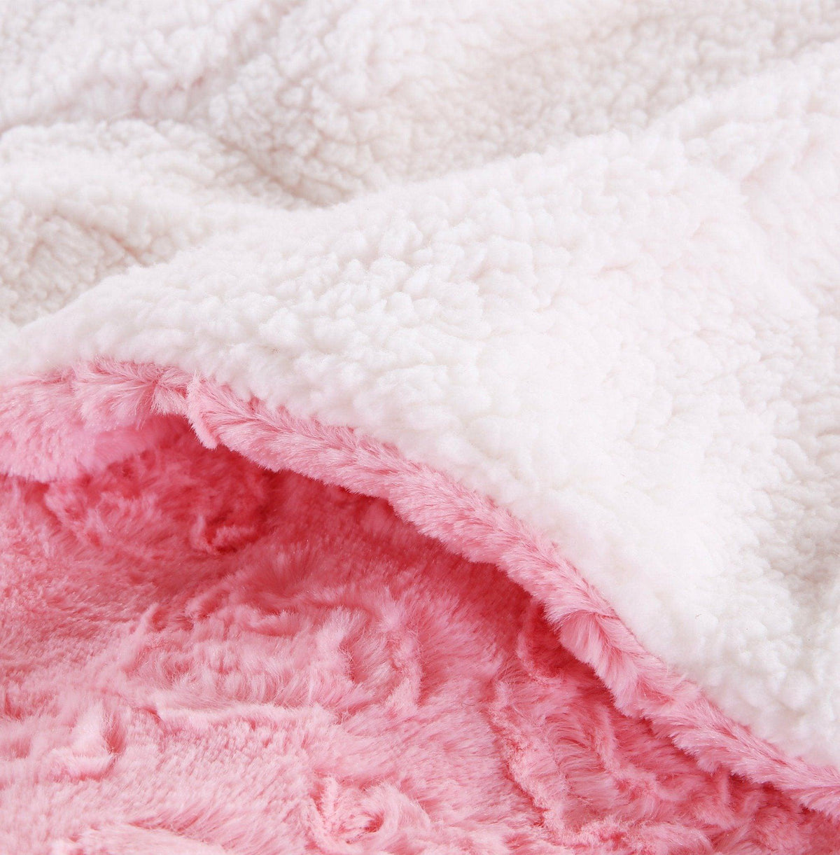 Rose Buds Sherpa Throw Blanket – Pink Floral, Reversible
