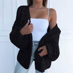 Women's Cable Knit Cardigan — Black