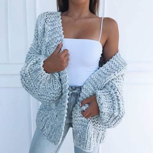 Women's Cable Knit Cardigan — Blue