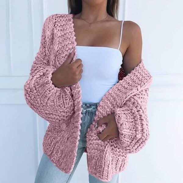Women's Cable Knit Cardigan — Pink