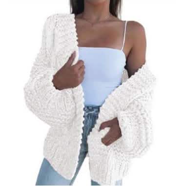 Women's Cable Knit Cardigan — White