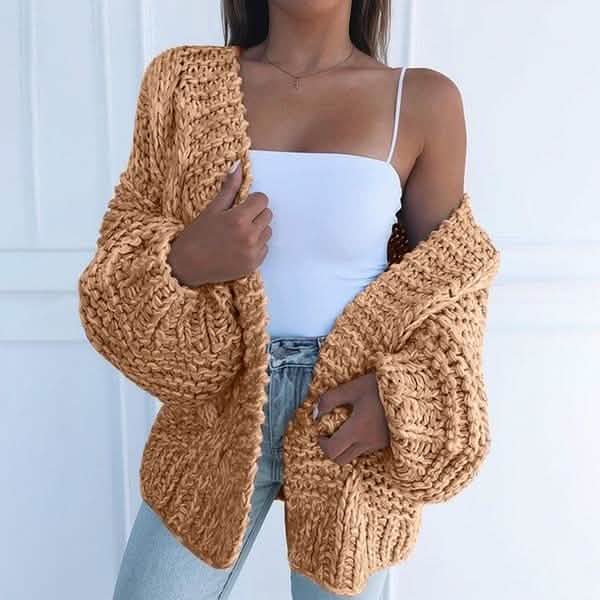 Women's Cable Knit Cardigan — Yellow